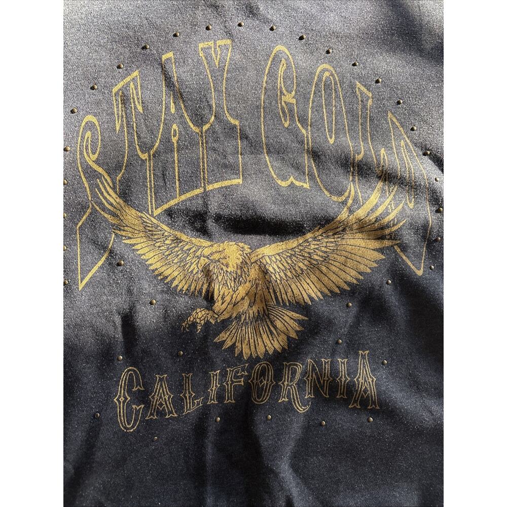 Zoe + Liv Black Sweatshirt with Gold Eagle "Stay Golden California"